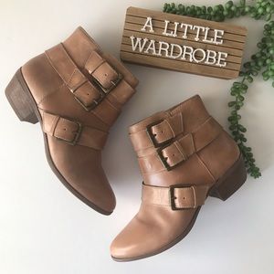 Gianni Bini Tan Leather Buckle Ankle Boot